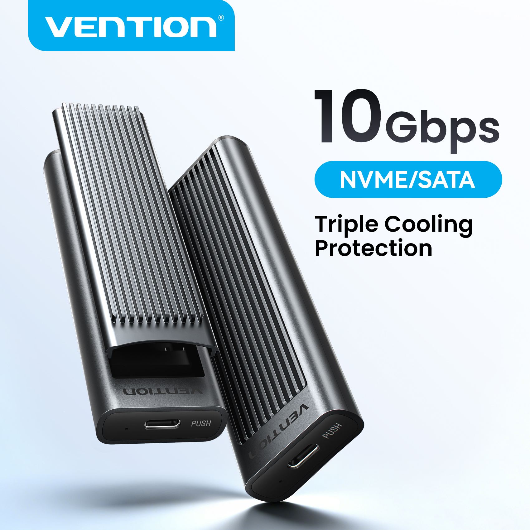 Vention M.2 SSD NVMe SATA Gehäuse Dual Protocol Gehäuse Adapter USB 3.2 Gen2 10 Gbit/s Gehäuse für Laptop Telefon Kühlung Schutz