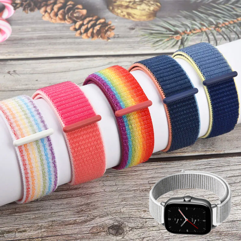 Bucle de nailon para Amazfit GTS 4/3/2/2e/Mini GTR 4/3/Pro/2/2e Sport Pride 20mm/22mm pulsera de reloj Huawei watch Gt 4-3-2