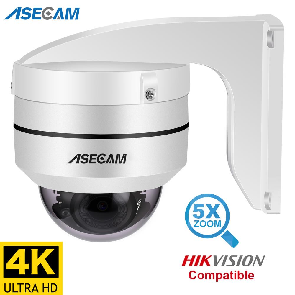 Hikvision Compatibele 8MP 4K PTZ IP Camera Outdoor Dome Onvif PoE 5X Optische Zoom CCTV Audio AI Auto Tracking Bewakingscamera