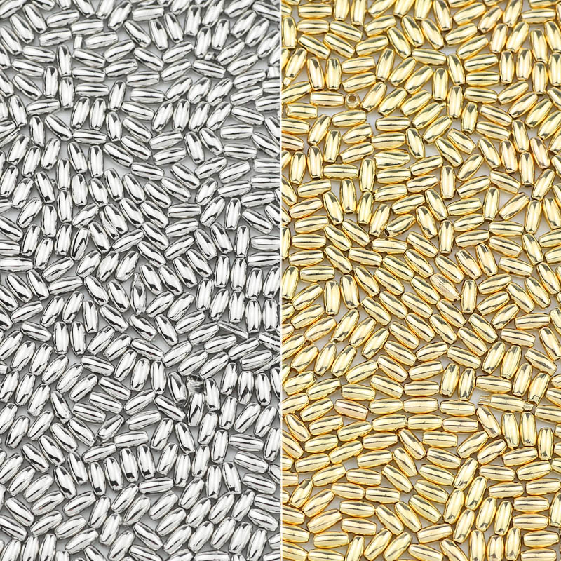 200 Stuks 3X6/4X8Mm Nerf Ovale Spacer Ccb Goud Verzilverde Losse Kralen Voor Sieraden Maken Accessoires Diy Ketting Armbanden