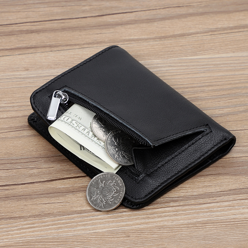 Dompet tipis pria kulit asli pria dompet saku tipis untuk pria dompet pendek uniseks wanita dompet Mini tempat kartu dompet koin kecil