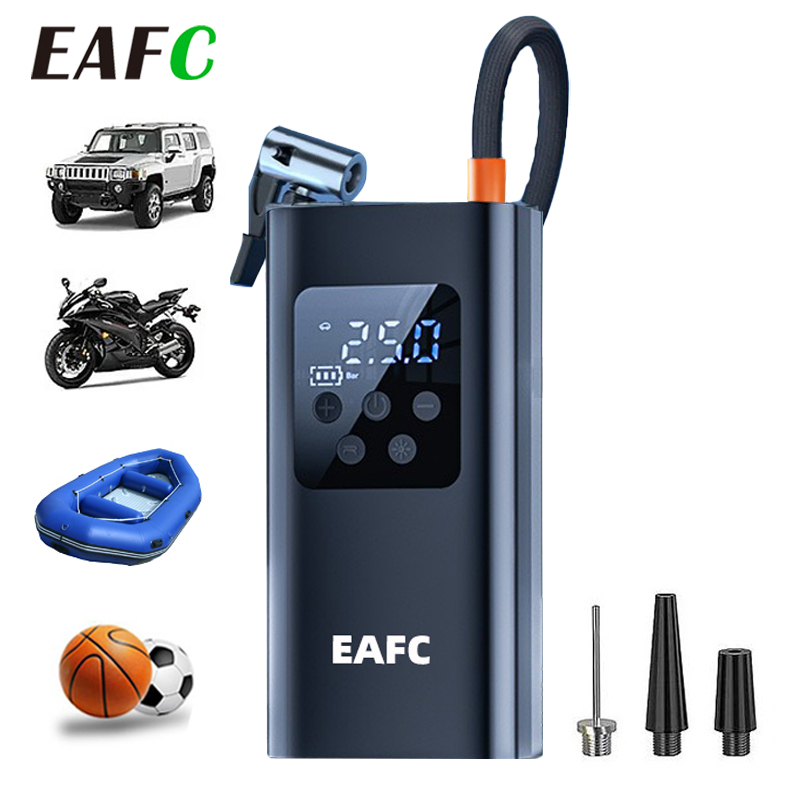 EAFC Bezprzewodowa Pompka Samochodowa Kompresor Powietrza do Opon Piłek z Lampką LED Mini Elektryczna Pompka do Opon Samochodowych Motocykli Piłek