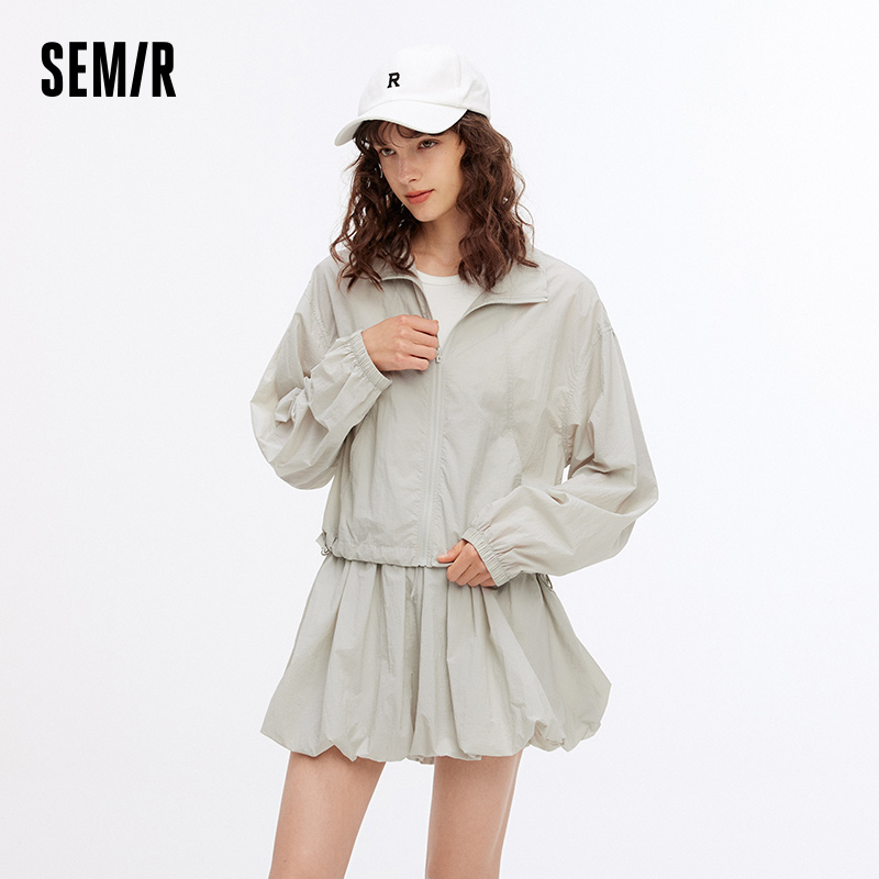 Semir Damen-Set: Leichte Jacke mit Kordelzug und Texturierter Bubble-Minirock im Smart-Casual-Stil, Herbst-Outfit 2026