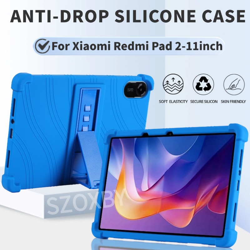 Dla Xiaomi Redmi Pad 2 11 cali Pokrowiec odporny na wstrząsy Xiaomi Redmi Pad 2 2025 Miękka silikonowa osłona ochronna ze stojakiem