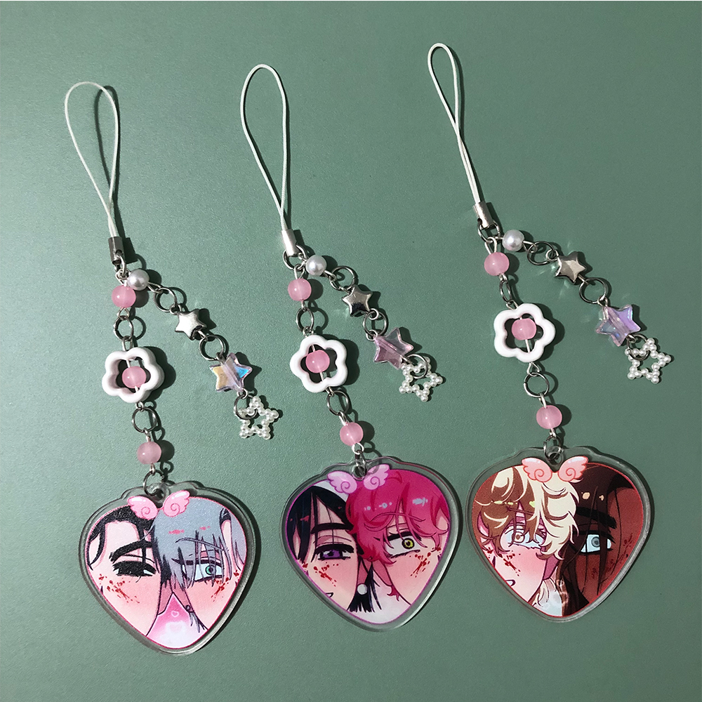 Anime Alien Stage Ivan till Mizi Hyuna Sua Luka Mobile Phone Chain Acrylic Heart Keychain Cosplay Props Couple Friends Gifts