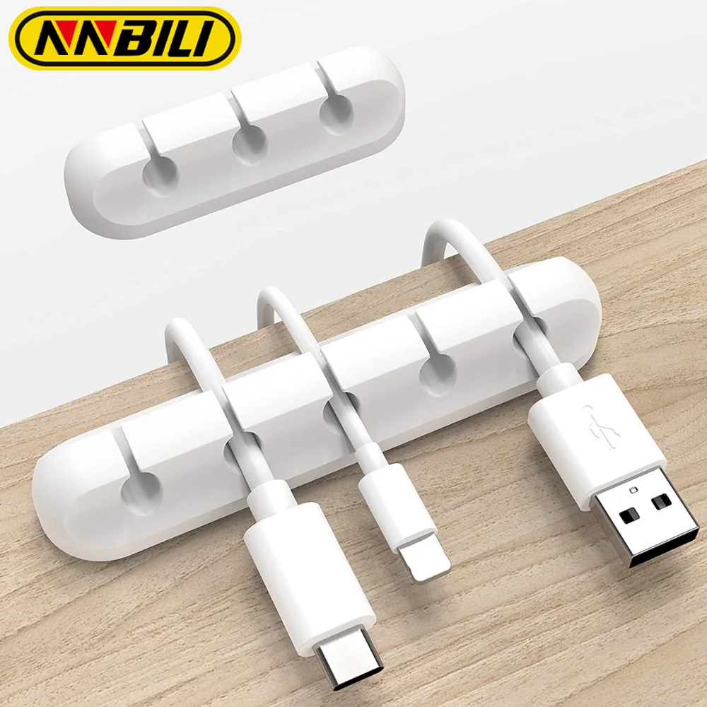 Clips de soporte de Cable NNBILI, organizador de cables, Clips de gestión de enrollador de Cable USB de silicona, autoadhesivos para ratón, teclado y auriculares