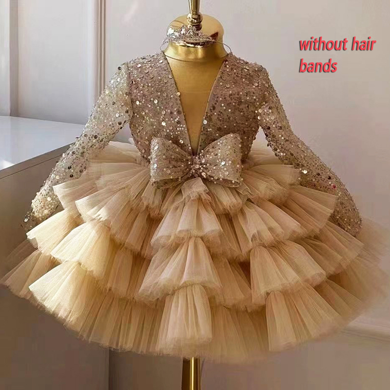 Princesa meninas lantejoulas vestido de baile festa tutu vestidos do bebê crianças flor menina festa de aniversário de casamento vestidos crianças roupas