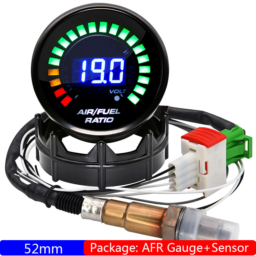 52 mm luchtbrandstofverhoudingmeter Digitale AFR-display Smalband O2-zuurstofsensor 0258006028   Gerookte autometer voor benzinedauto 12V