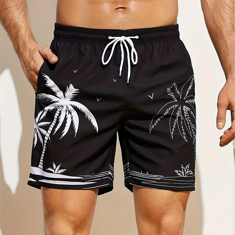Pantalones cortos de playa con estampado de árboles de Cocoanut 3D Harajuku para hombres, tabla gráfica de palmera, bañadores hawaianos frescos, verano, nuevo