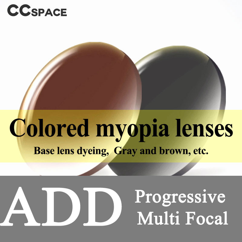 Um par de lentes ópticas multifocais progressivas tingidas e adicionadas, prescrição asférica, resistente a arranhões, índice 1.56 1.61 1.67
