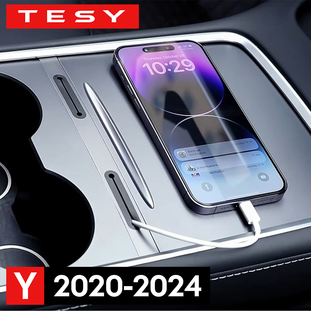 Para tesla modelo y 2020 2021 2022 2023 2024 console central cabo de carregamento usb hub organizador docking station decoração