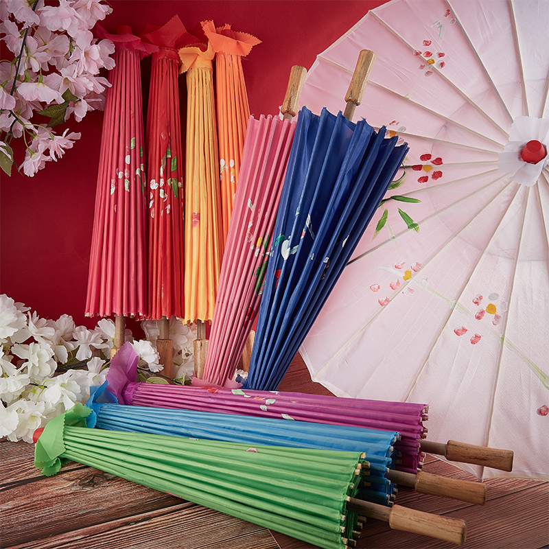 Paraguas de tela de seda de 82/84cm para mujer, flores de cerezo japonesas, paraguas de baile antiguo, paraguas decorativo de papel de aceite de estilo chino