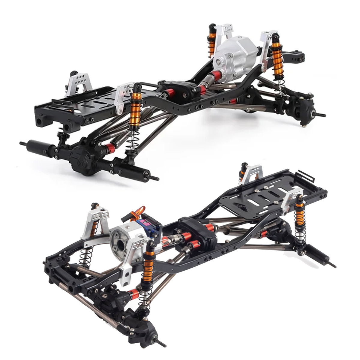 1/10 Telaio Auto In Lega di Alluminio Per Axial SCX10 Singolo/2 Velocità Telaio di Trasmissione Crawler Axial SCX10 II 90046 EX86100RC Parte di Auto