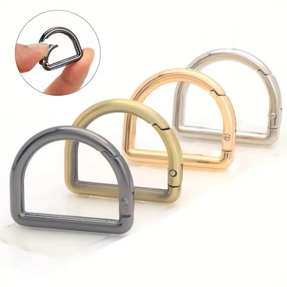 5 Stück Feder-D-Ring-Clips für Handtaschen, Metall-Schnapphaken für Umhängetaschen, Geldbörsen, Schlüsselanhänger, Hundeleinen