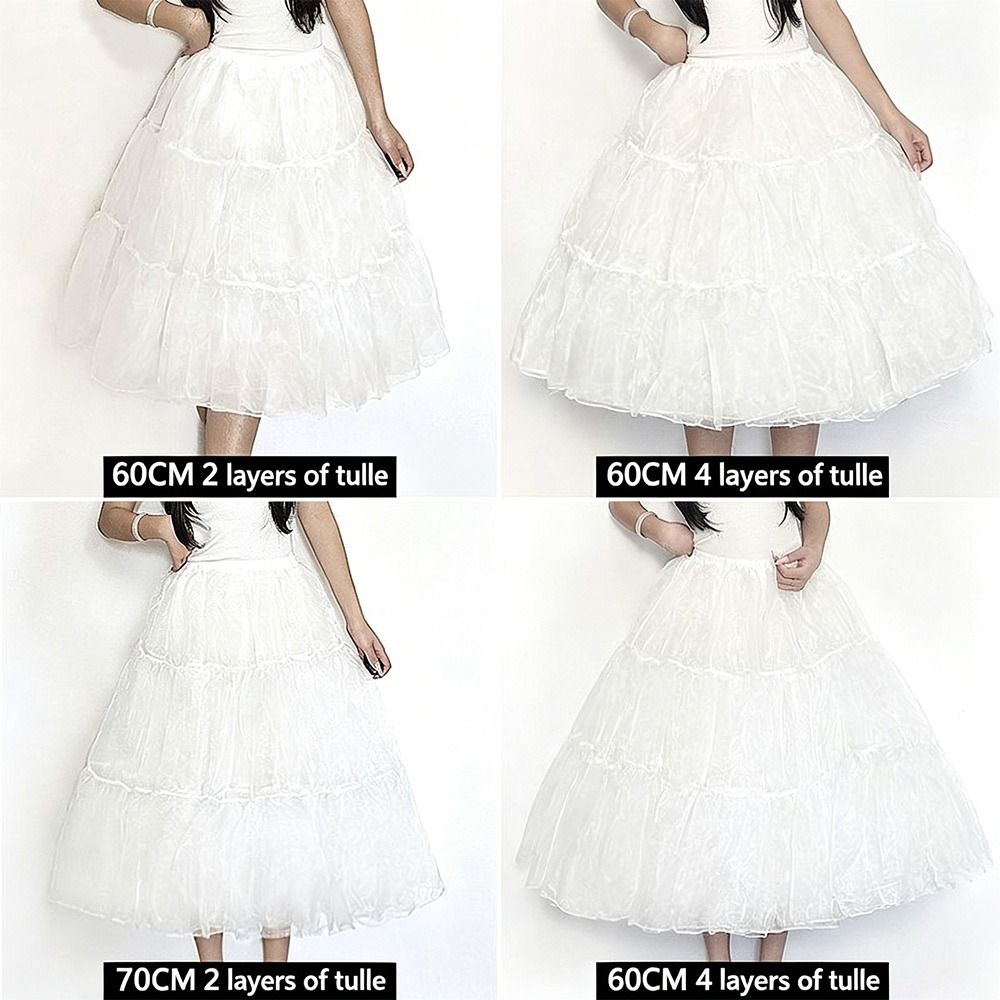 Sottogonna Lolita alla Moda Bianca Senza Cerchietti, Sottogonna per Abito da Ballo, Cosplay, Traspirante, per Matrimoni e Feste