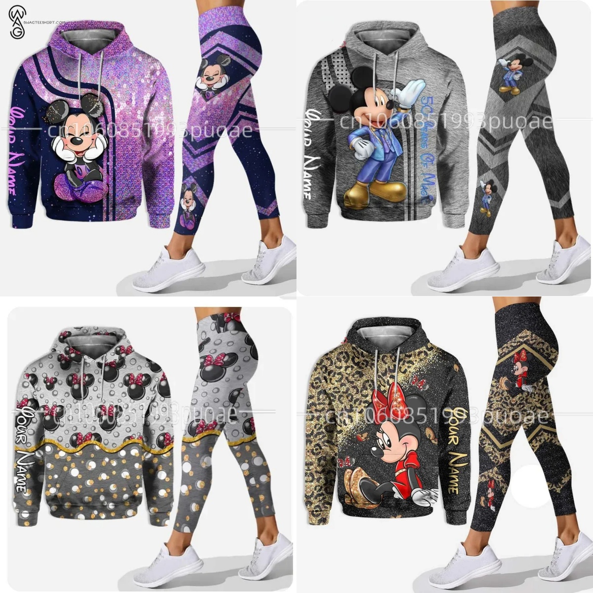 Disney-Conjunto de ropa deportiva con capucha para mujer, pantalones de Yoga en 3D, Sudadera con capucha con estampado de felpe, novedad