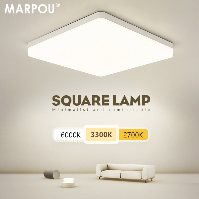 MARPOU Lampada da soffitto a LED quadrata illuminazione camera da letto Bianco neutro bianco freddo bianco caldo 48W 36W 24W 18W plafoniera a led stanza
