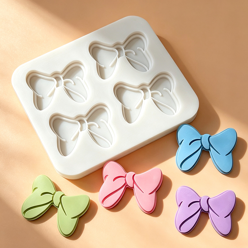 Schleifen-Silikonform für Zuckerguss, Harzwerkzeuge, Cupcake-Backform, Fondant-Kuchendekorationswerkzeuge