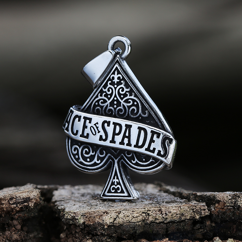 Ace of Spades Męskie naszyjniki Biżuteria, wisiorek ze stali nierdzewnej Poker A, Rock Punk Casino Good Fortune Collar Accessory V232