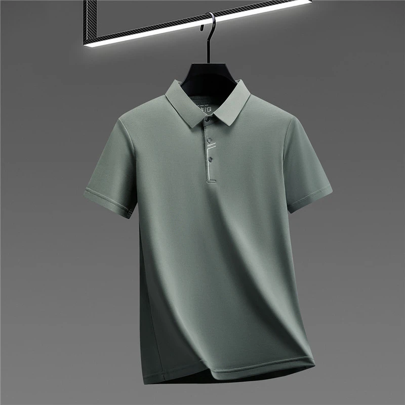 Camisa Polo Masculina 2026 Nova de Tecido Fresco, Resistente a Rugas, Secagem Rápida, Manga Curta, Ideal para Escritório e Uso Diário