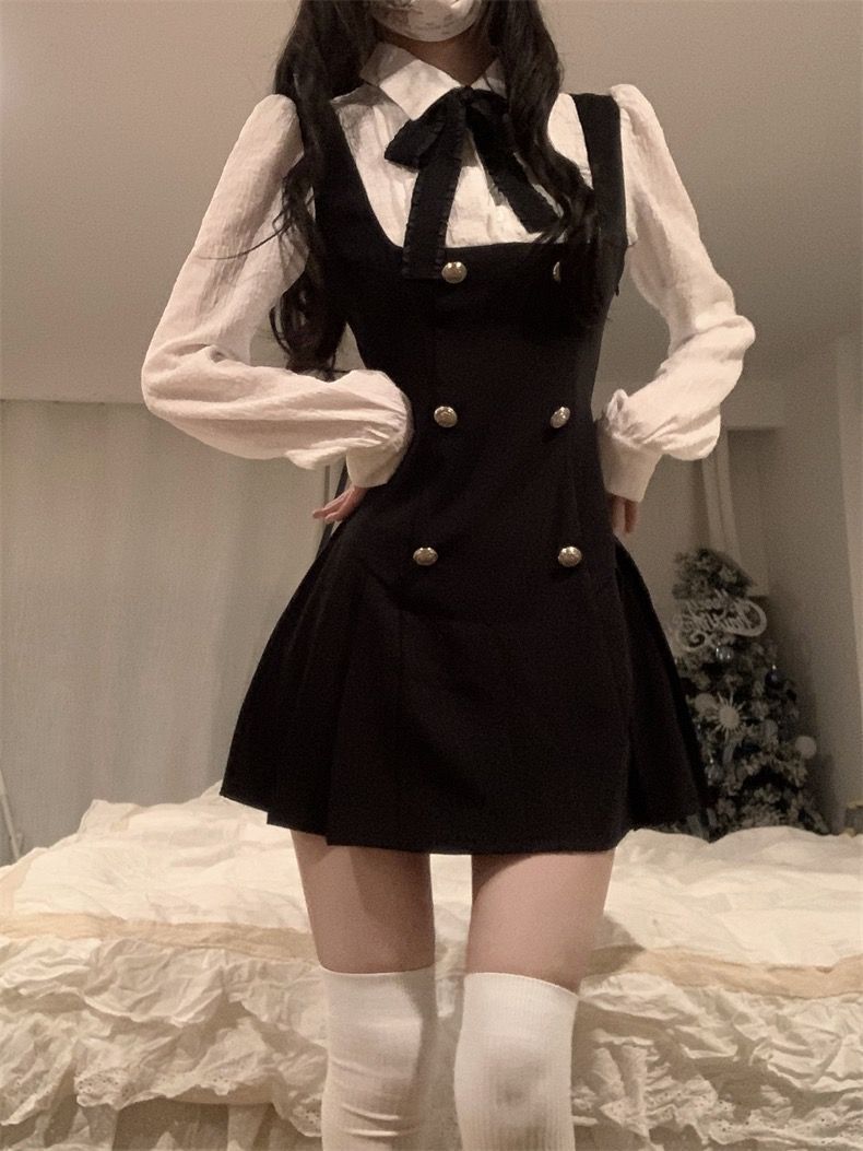CGC Preppy-Stil, gefälschte zweiteilige kurze Damenkleider, lässige Fliege, japanisches JK-Lolita-Kleid, weiblich, 2025, Sommer-Party-Kleider