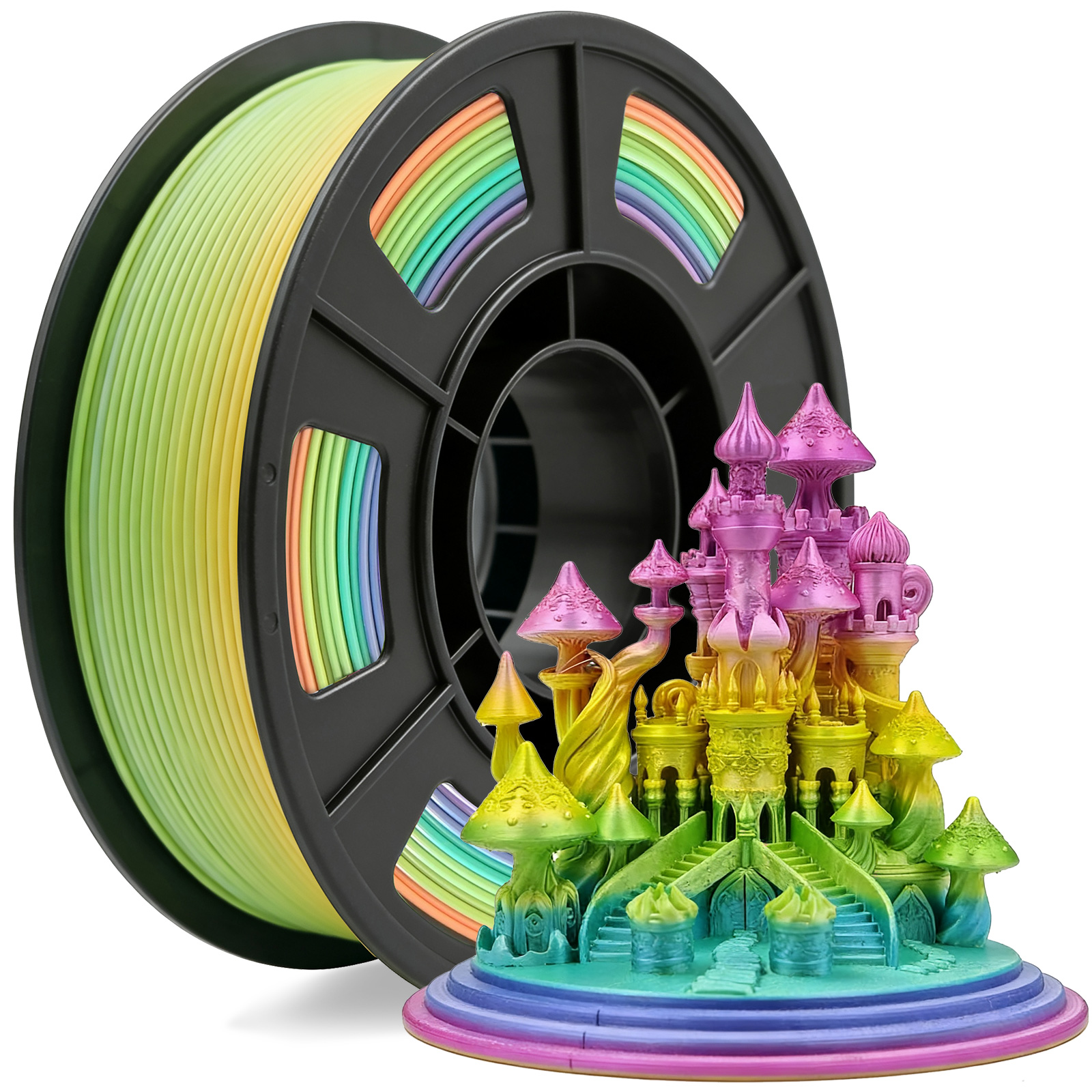 Filament PLA 1,75 mm, filament d'imprimante 3D multicolore, PLA à changement de couleur dégradé, compatible avec la plupart des imprimantes FDM, 250 g (0,55 lb)