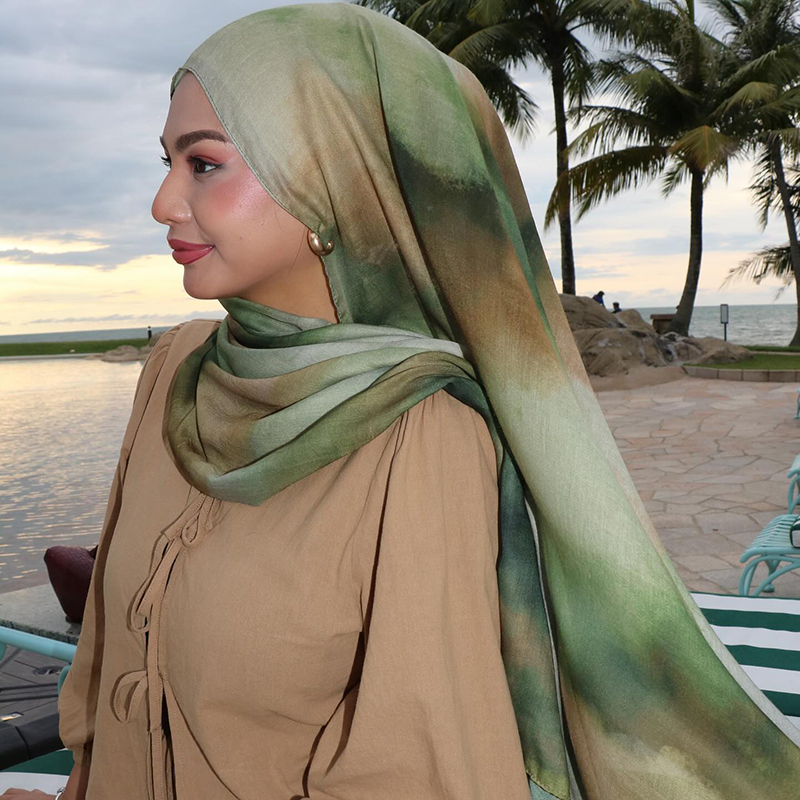 Designer Sjaal Aquarel Hijab Satijnen Print Modale Hijaabs Ademend Zachte Lange Mode Sjaals Hoofddoek Paisley Moslim Sjaal