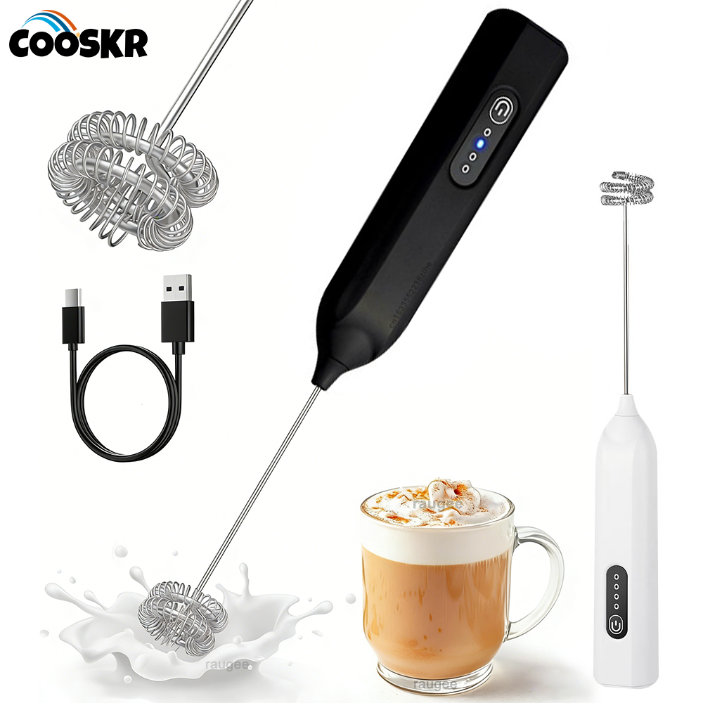 Espumador de Leche, Batidor de Huevos, Mini Batidora de Café, Espumador de Leche Eléctrico Recargable, Espumador de Leche Inalámbrico, Mezclador Manual