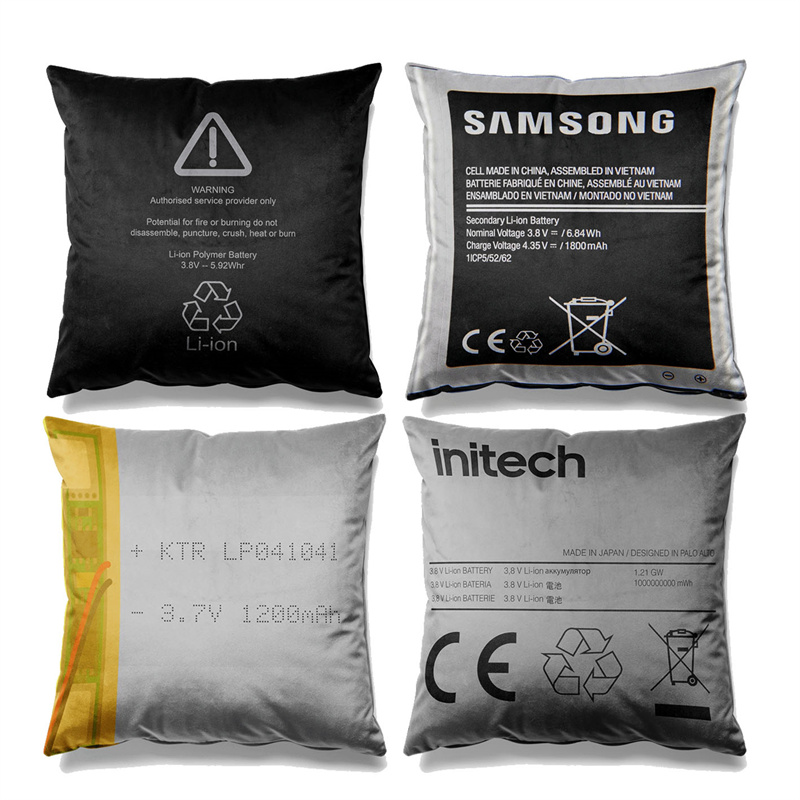 Aertemisi Set di 4 fodere per cuscini quadrati con batteria gonfia, modello divertente premium, federe, 45 cm x 45 cm