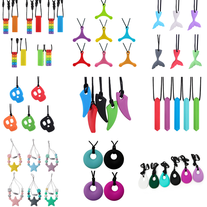 Cảm Giác Nhai, Gói Silicone Nhai Mặt Dây Chuyền Đào Tạo Và Phát Triển Đồ Chơi Nhai Vòng Cổ Cho Bé Mọc Răng Bé, Tự Kỷ, lo Âu