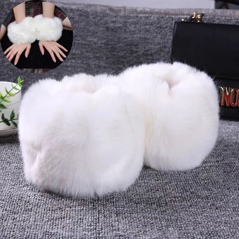 Manga de pelúcia faux fur windproof para mulheres, pulseira de inverno, moda feminina, acessórios de vestuário, 1 par