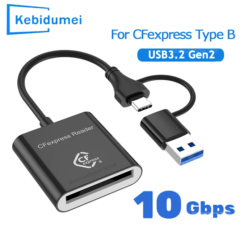 Устройство чтения карт памяти CFexpress Type B 10 Гбит/с USB3.2 Gen2 Портативное устройство чтения карт памяти типа A-C CF Express B для Windows XP MAC OS