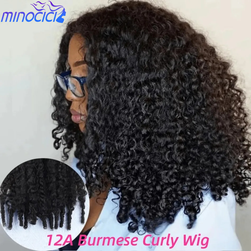 Wig Rambut Manusia Keriting Burma 13X6 Hd Lace Frontal Wig Hitam Alami 250 Density Pre Plucked Brazilian Deep Wave 13X4 Rambut Manusia 30 40 Inch
