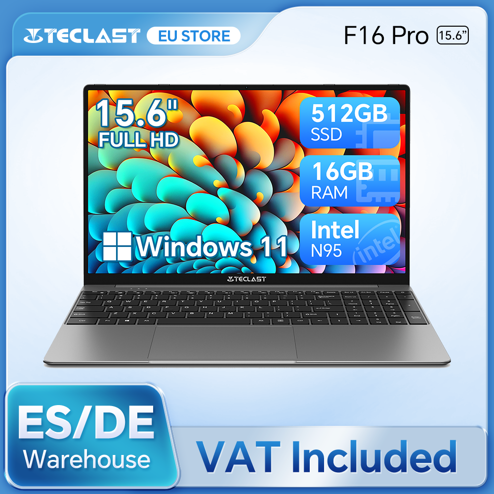 Teclast F16pro Laptop 15.6 Inch, 16Gb Ram 512Gb Ssd Computers, Voor Intel N95 Cpu, Ips Fhd 1080P Scherm, Wifi 6, Bt 5.0, Usb3.2, Verlicht Toetsenbord, 38000mwh