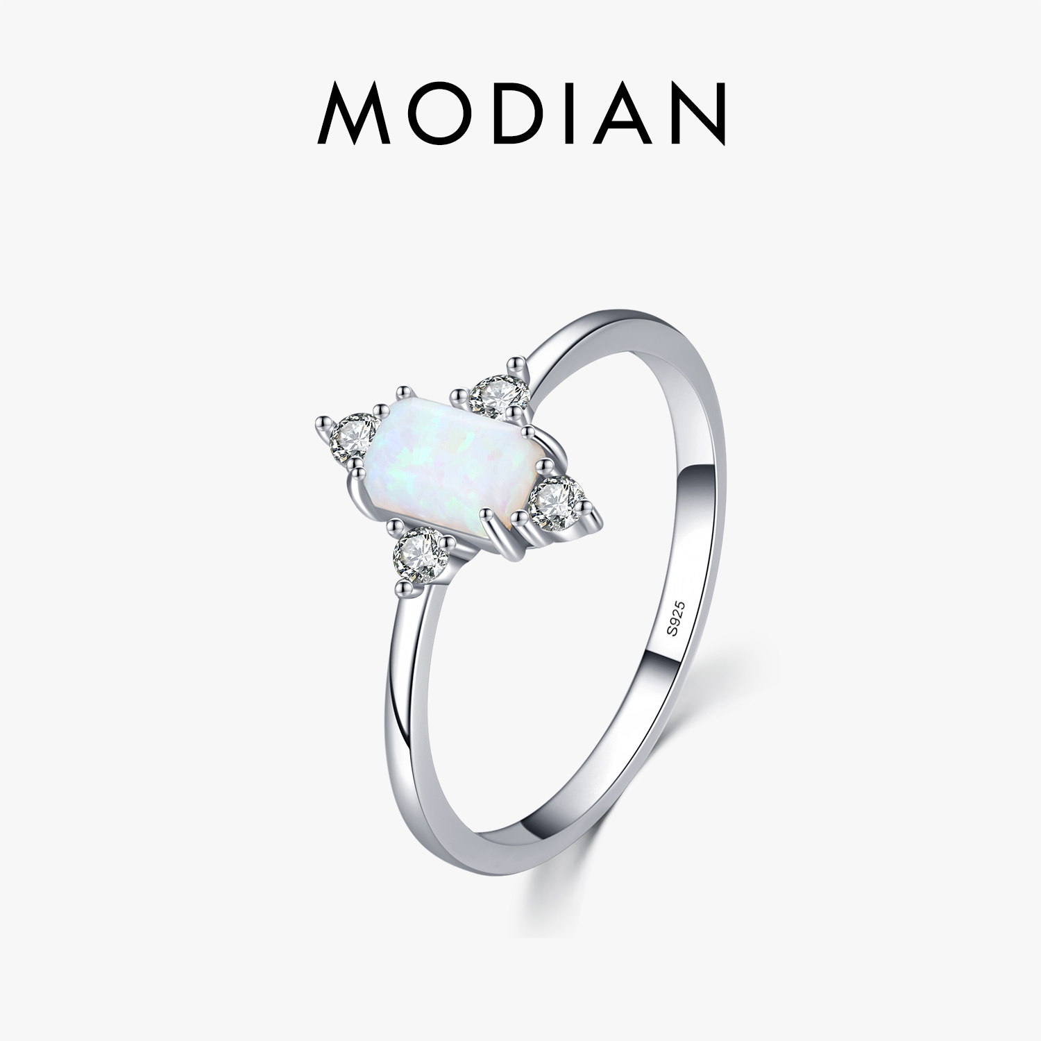 Modian real 925 anéis de prata esterlina para mulheres brilhando coroa opala anel de dedo clássico luxo casamento declaração jóias anel