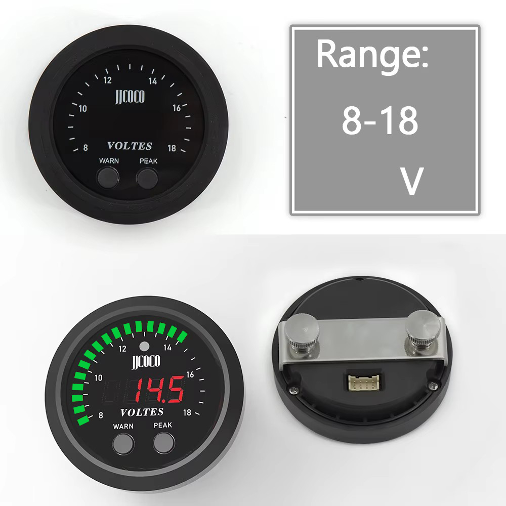 Voltímetro redondo ultra-fino com luz vermelha Display LED, carro Auto Gauge, Universal, 52mm, 2 ", 12V, 24V