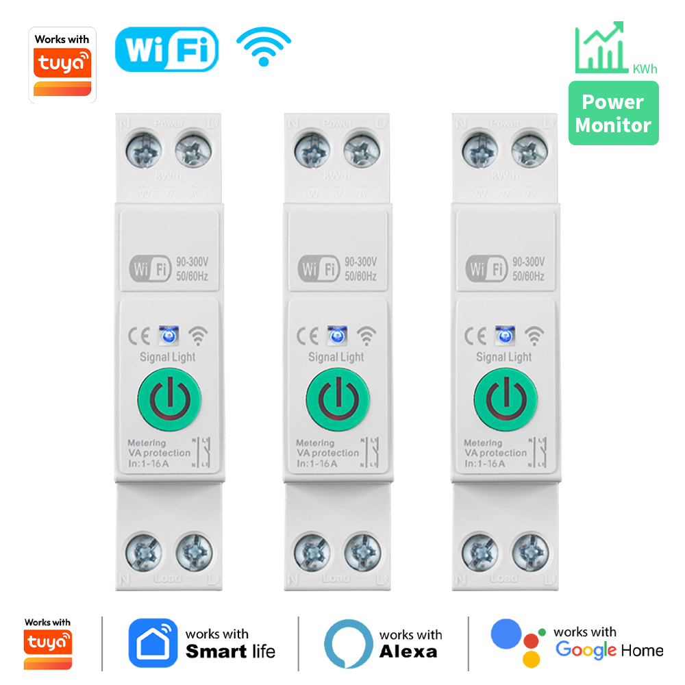 Wyłącznik automatyczny WiFi 1P+N 16A z pomiarem energii kWh, napięcia i prądu, zabezpieczeniami i zdalnym sterowaniem przez Tuya.