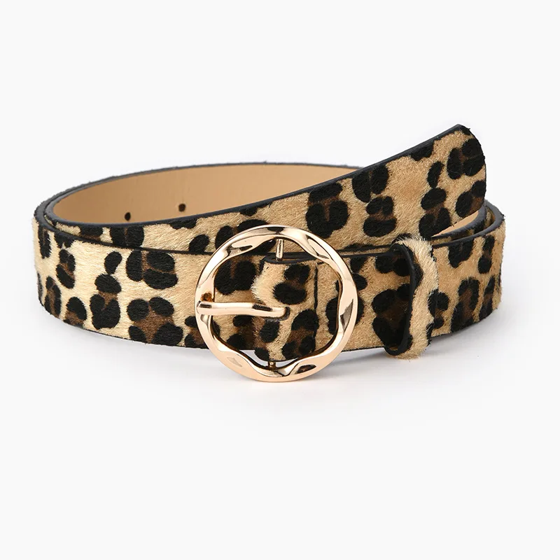 Nowe damskie Leopard Snake Zebra Pattern Snakeskin Cos Skin Cricle Pin Golden Buckle Belts for Dress Jeans Suits
