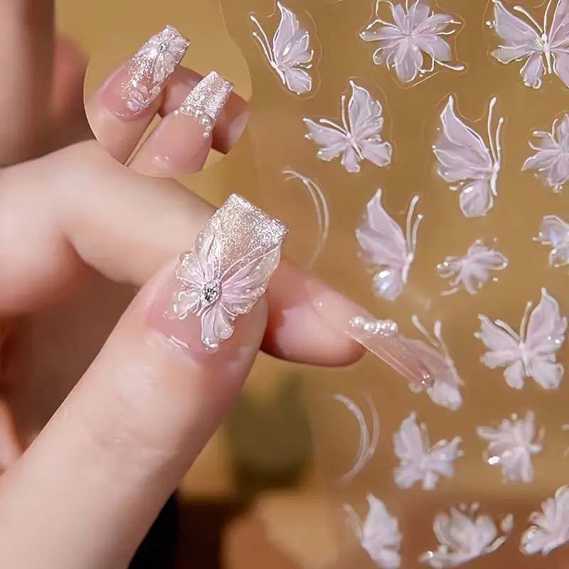 airy Butterfly Nail Stickers Aurora Butterfly Nail Decals Nail Art Stickers for Parties Wedding Dating