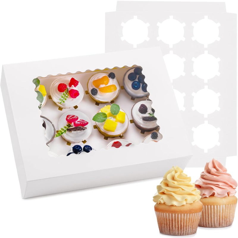 Boîtes à cupcakes 6 pièces-contient 12 conteneurs de cupcakes avec fenêtre, support de cupcakes de qualité alimentaire, transport et présentation faciles