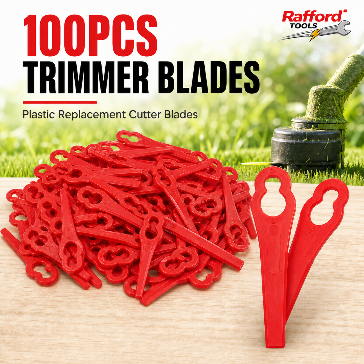 100PCS Plastic Grass Trimmer Replacement Blades Cordless Strimmer Cutter Blade Accessories for Garden Lawn Edger Tools