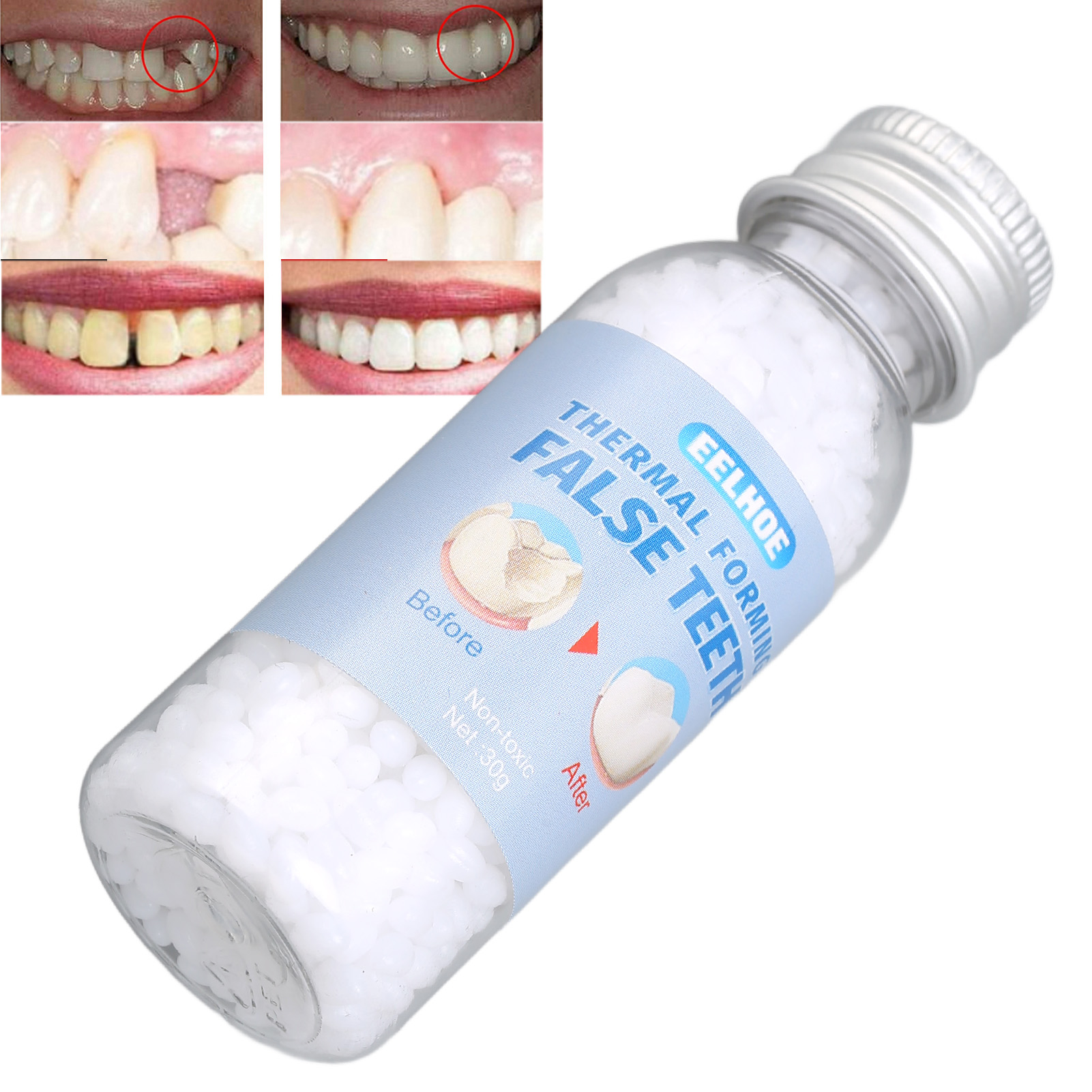 30G Opvouwbare Valse Tanden Vaste Tanden Gaten Gebroken Tijdelijke Reparatie Korrels Hars Kunstgebit Lijm Voor Halloween-Make-Up