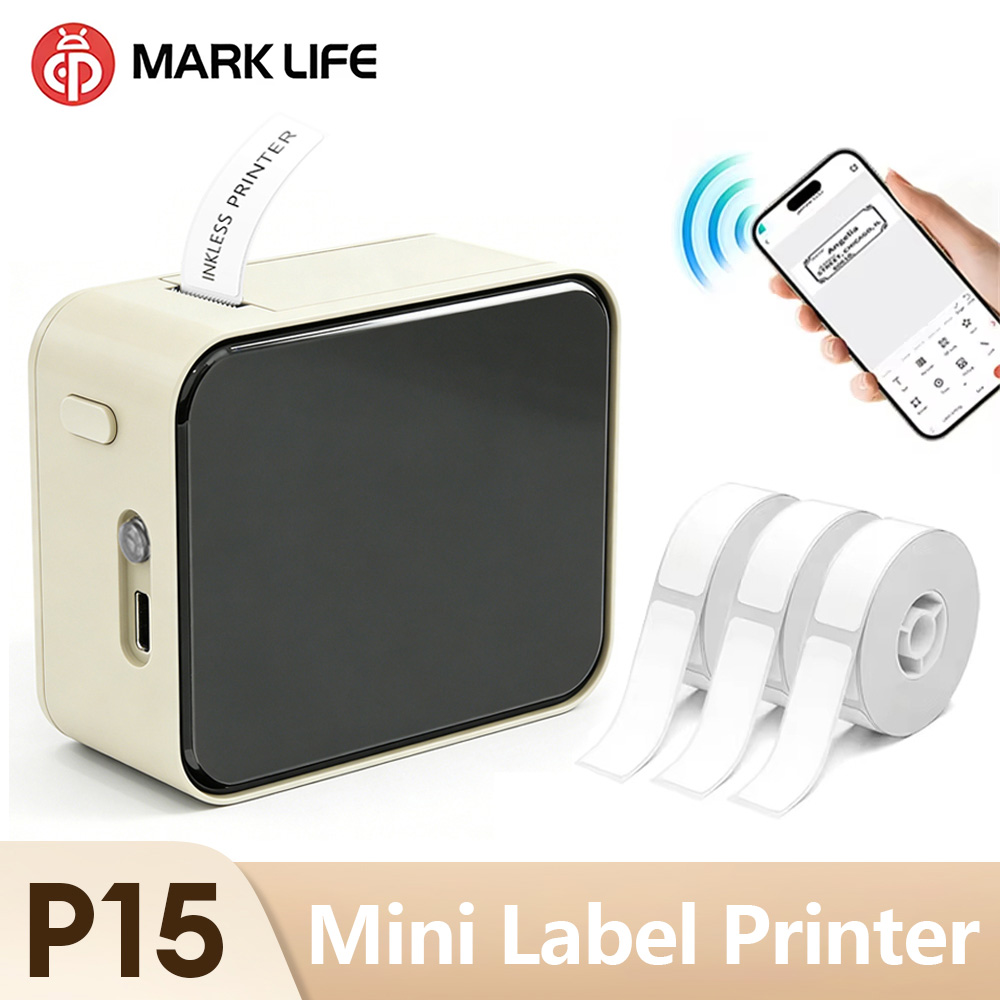 Marklife P15 thermische labelprinter Mini draagbare Bluetooth draadloze labelmachine met zelfklevend label voor prijskaartjes Noink