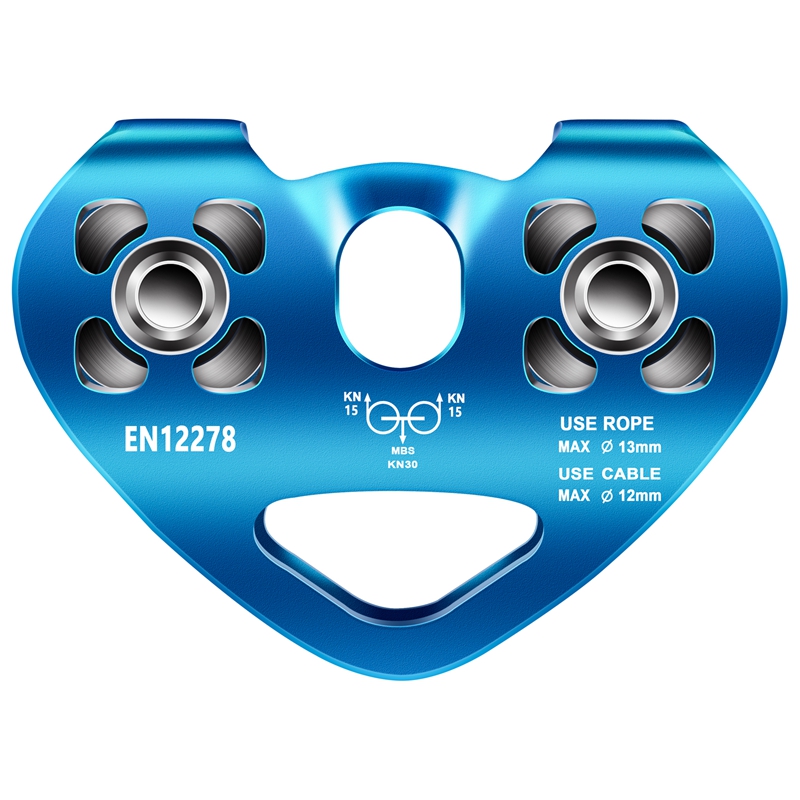 ABQR Hartvorm Klimmen Dubbele Katrol Staalkabel Touw 13mm Klimapparaat Hoge Snelheid Zipline Trolley 24KN
