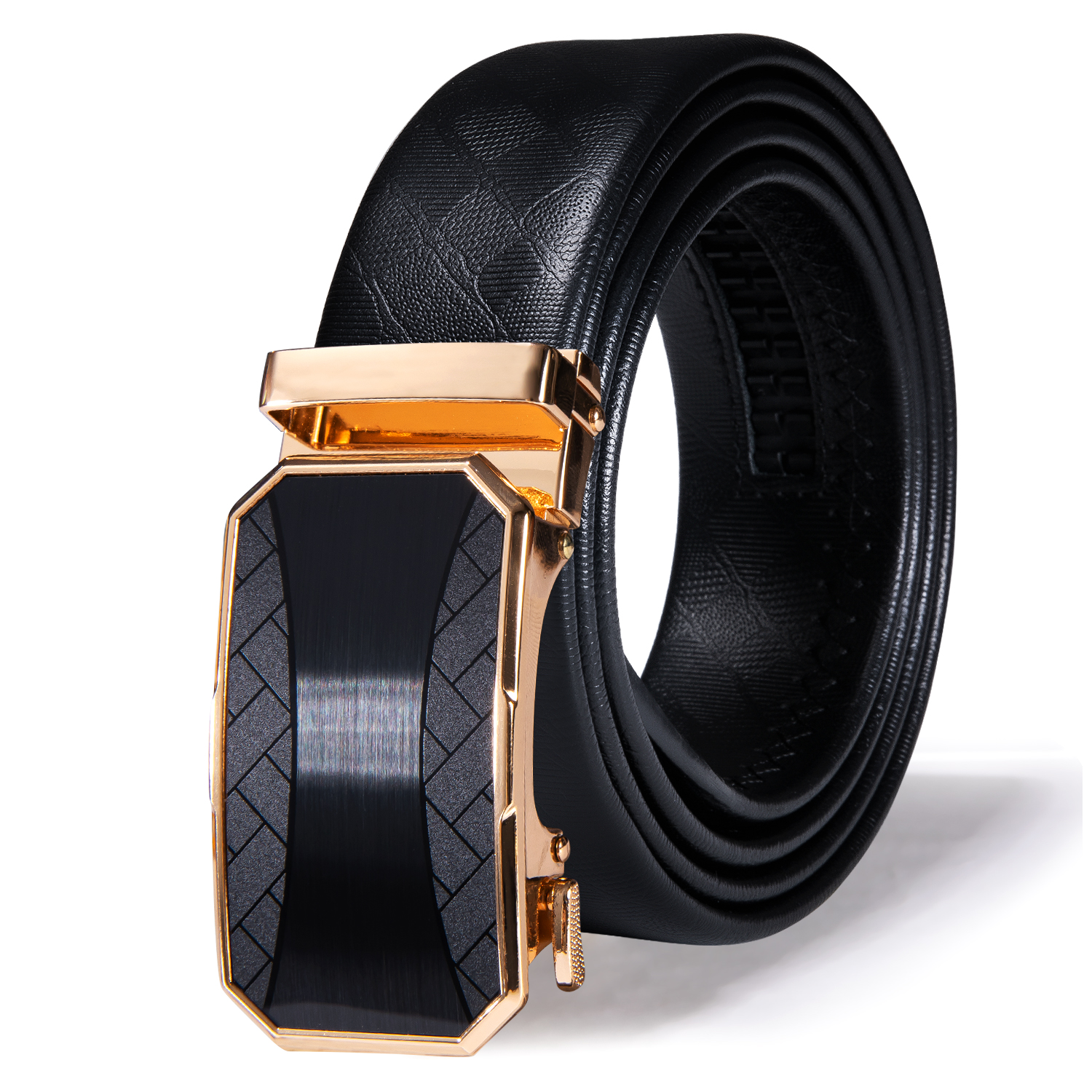 Hi-Tie Designer Zwart Lederen Mannen Riemen Automatische Gespen Ratchet Slide Taille Bandjes Jurk Jeans Business Werk Dagelijks mannelijke Xxxl