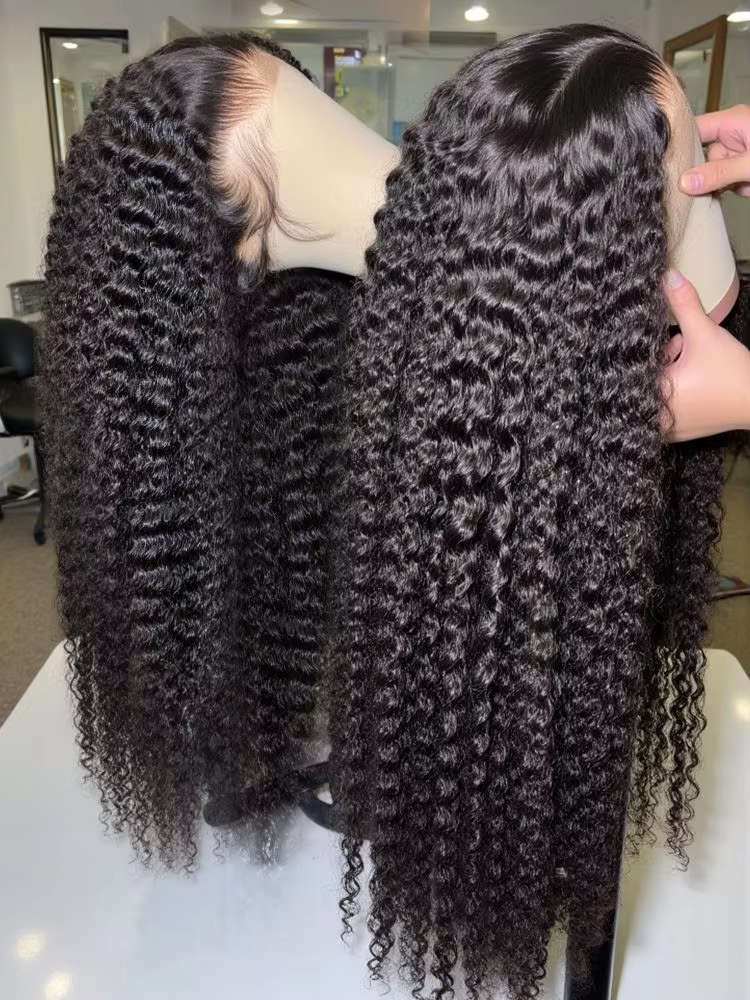 Pelucas de Cabello Humano Rizado Birmano de 30-36 Pulgadas, con Encaje Frontal Transparente HD 13x4/13x6, Densidad del 300%, Ondas Profundas, Sin Pegamento