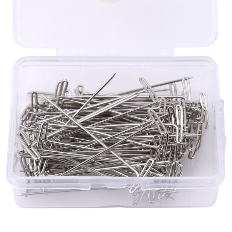 50/100 Uds. Agujas de Bloqueo en T de Acero Inoxidable de Tamaños Surtidos (27, 32, 38, 45, 50 mm) para Fabricación de Pelucas, Bloqueo y Tejido Artesanal