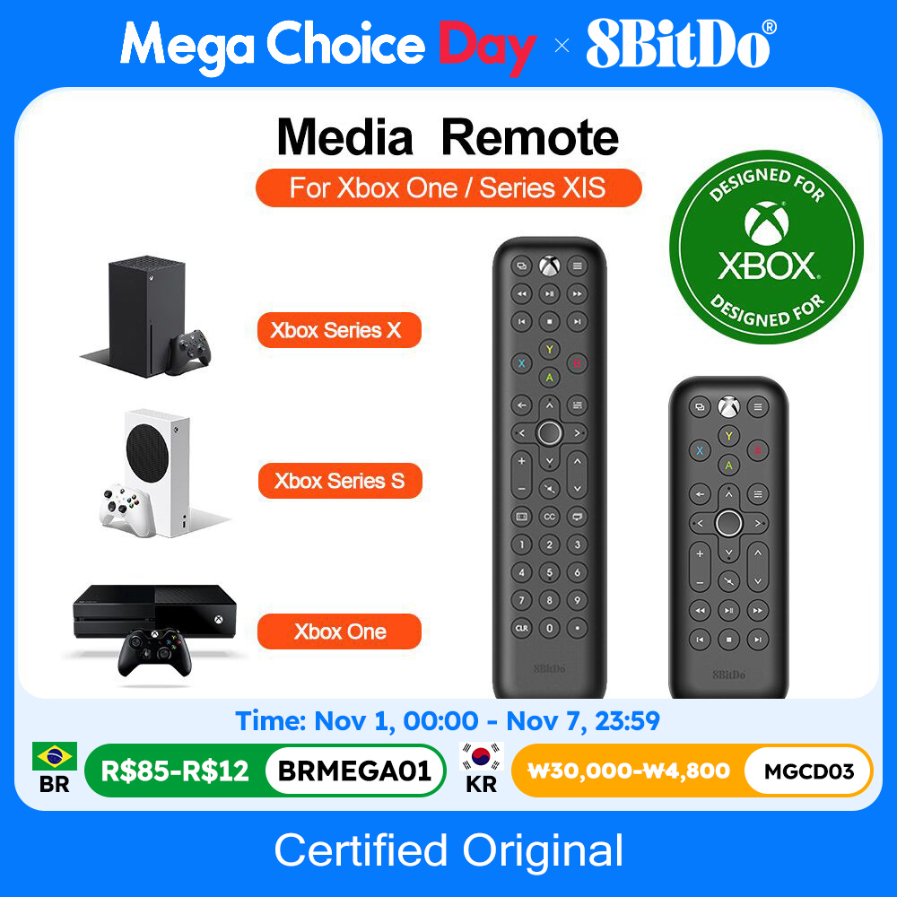 8BitDo XBox Media Remote Licensed By Microsoft,compatible with Xbox One, Xbox Series X, S（Infrared Remote）Microsoft Xbox Console