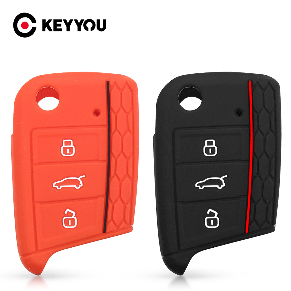 KEEYOU Auto-styling Silikon Auto Schlüssel Abdeckung Fall Für Volkswagen VW Golf 7 mk7 Skoda Octavia A7 für SEAT Leon Ibiza fob 3 Tasten