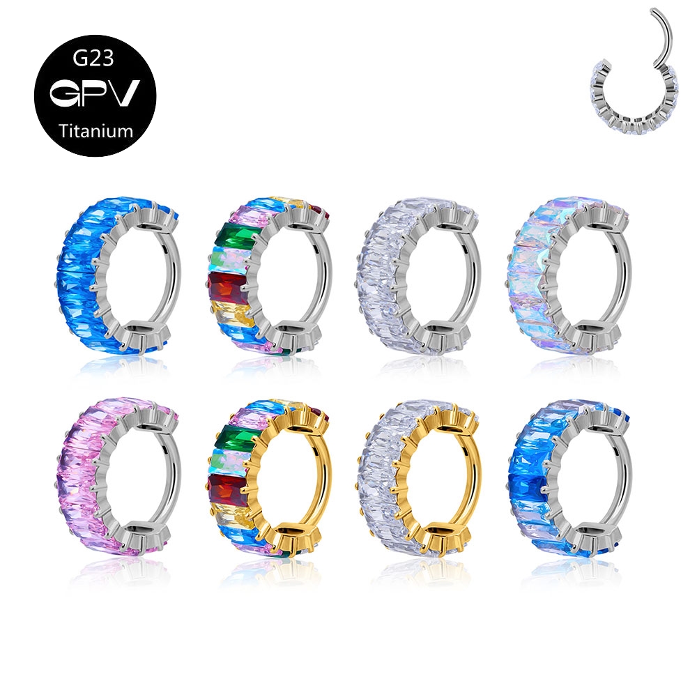 G23 Titanium F136 Earrings Luxury ZC Fashion Women's Body Perforated Jewelry Ring Earrings Vacuum Gold Plated Rock Sugar Rings